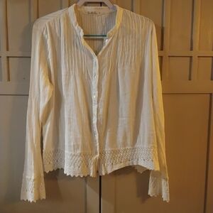 Elegant Cream Lace Trim Blouse